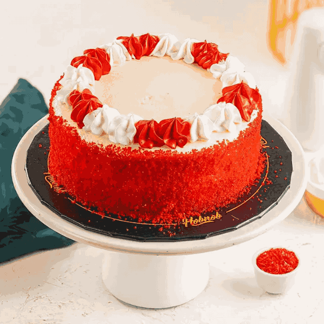 Red velvet cake with cream topping