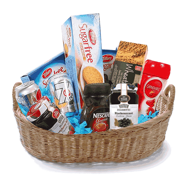 Healthy snack gift basket with assorted food items